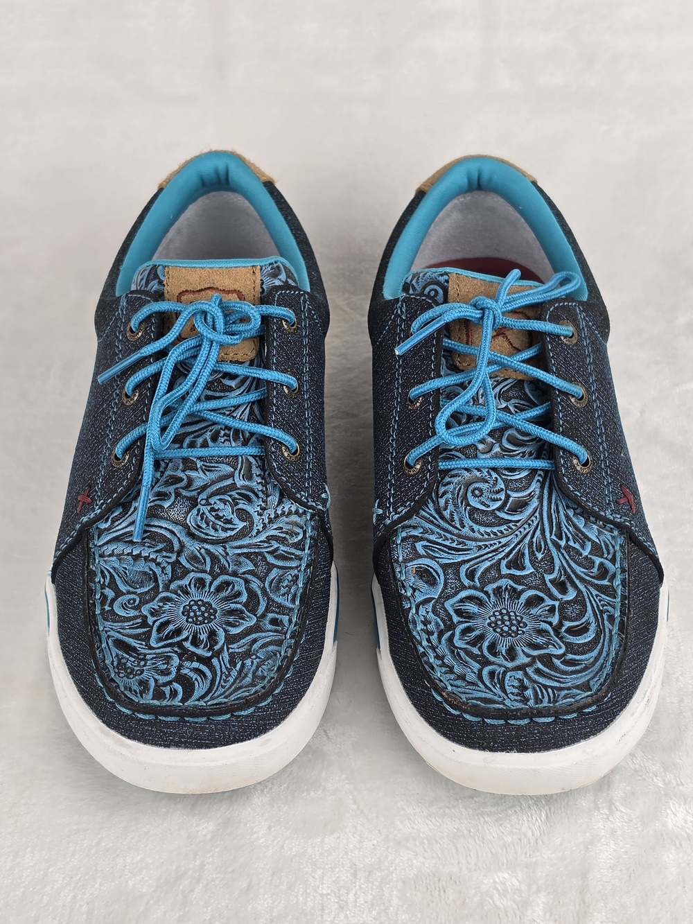 Twisted X Kicks WCA0031 Womens 9.5 Turquoise Floral Tooled Leather Shoes - Picture 2 of 8
